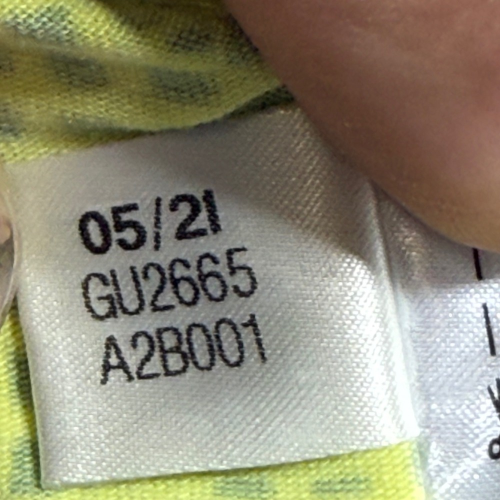 Adidas Golf Polo Shirt Mens Large Lime Green Yellow Grid Print Short Sleeve - Picture 8 of 9